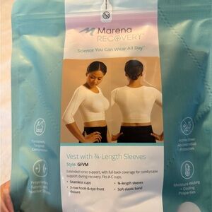 Marena Recovery Black Shapewear Vest with 3/4-Length Sleeves